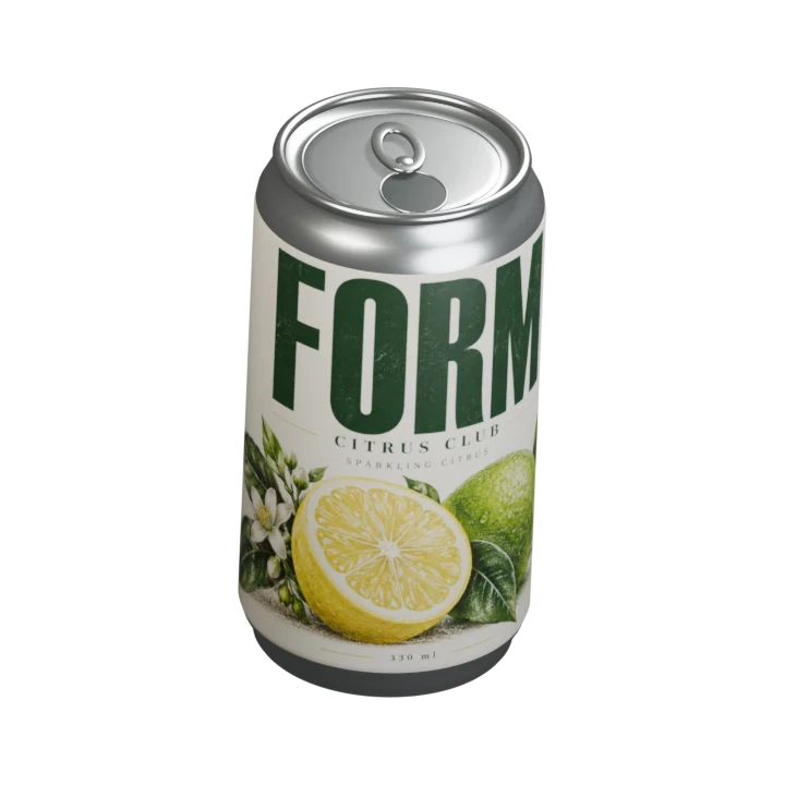 Concepto original de envase cítrico FORM, renderizado a partir de nuestro modelo de Blender